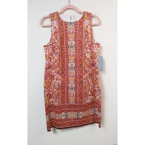 London Times NWoT WM 10 Sheath Paisley Floral Orange Pink Yellow